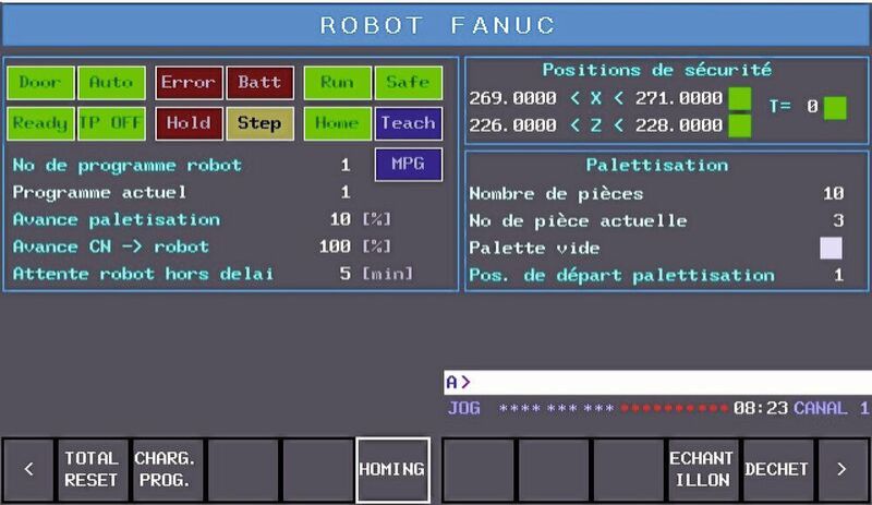 Fig. 2) Interface utilisateur intuitif spécifique au paramétrage du robot.